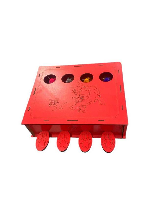 pethomealpi-Wooden Cat Toy - Mouse Hunt Catch Game 1