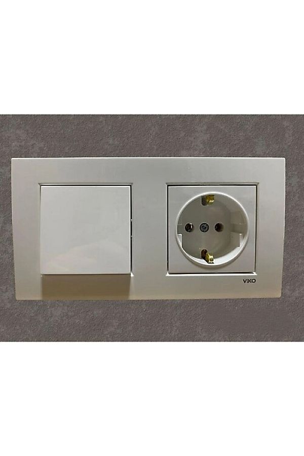 VİKO-Viko Karre White Double Set Switch, Grounded Socket 1