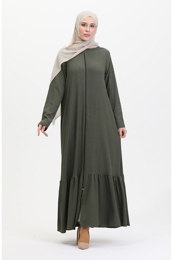 sefamerve-Khaki Ferace 5109-03 - Spódnica z falbankami 1