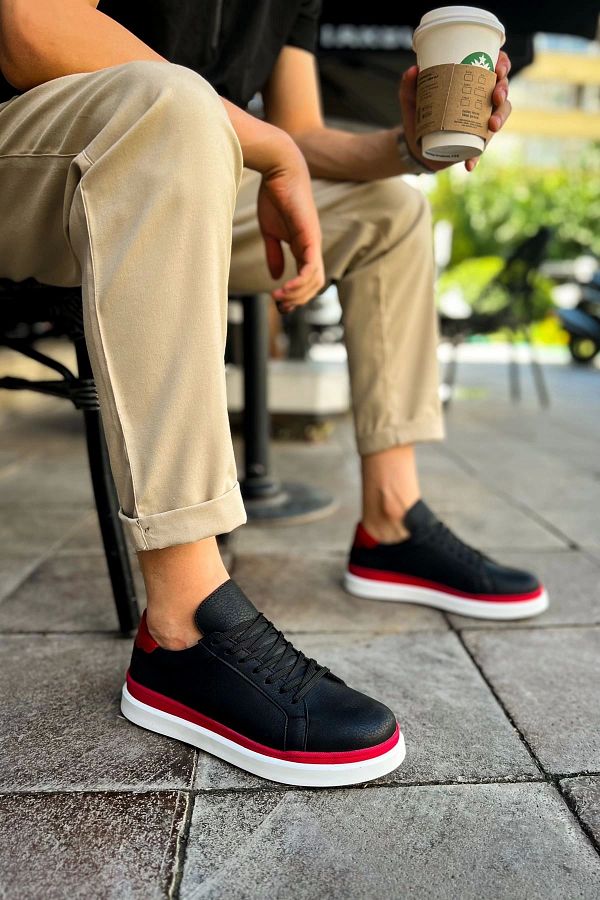 TUFEYO CH979 Santoni GBT Sports Men s Shoes BLACK RED Trendyol