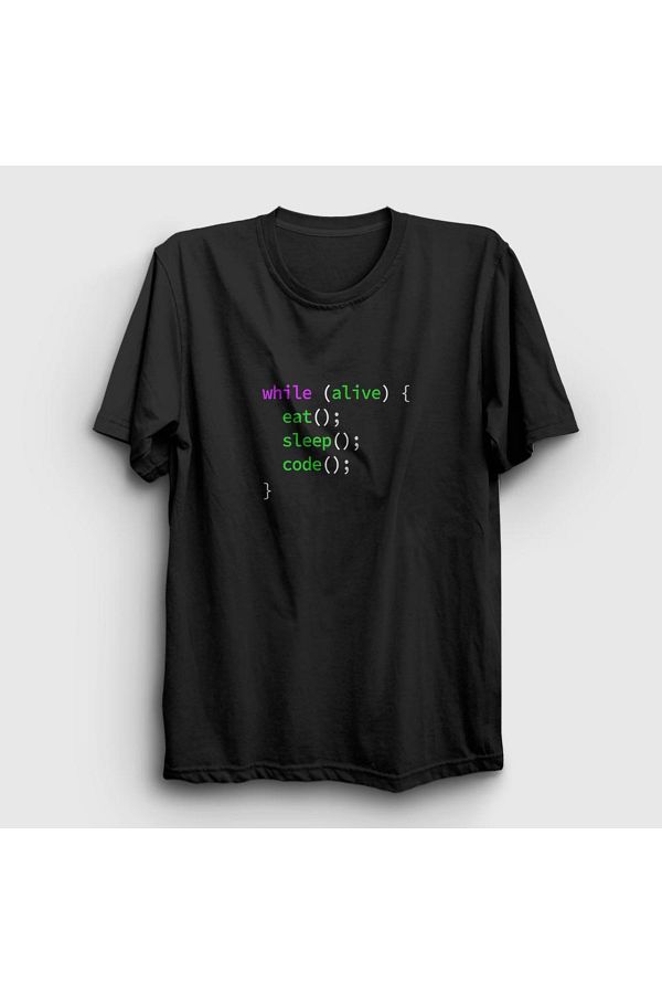 Presmono-Унисекс тениска за софтуерни разработчици в черно Eat Sleep Code Repeat Developer, 332110tt 1