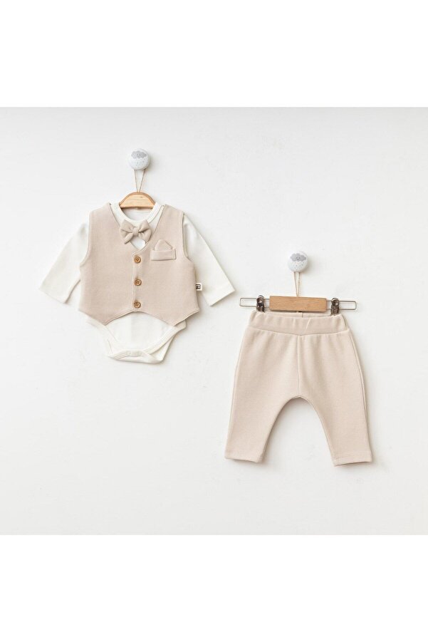 Minimus Yenidoğan Erkek Bebek Yelekli Papyonlu Badili Pantolon Özel Gün Takım Mevlüt Babyshower Düğün Nişan