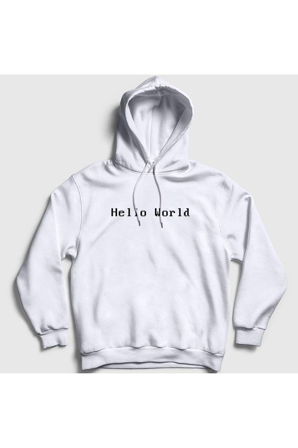 Presmono-Φούτερ με κουκούλα Unisex White Hello World Coder Programmer Developer Software 334639 ττ 1