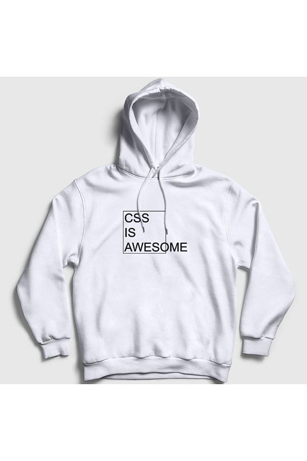 Presmono-Φούτερ με κουκούλα Unisex White Css Is Awesome Developer Software 357587 ττ 1