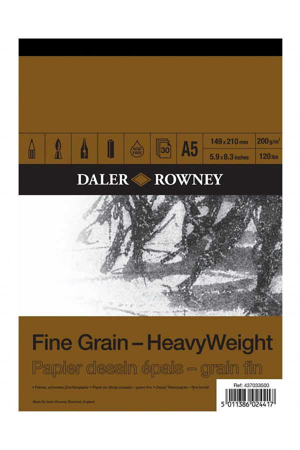 Daler Rowney-200Gr Fine Grain Heavyweight Sketch Block - A5 1