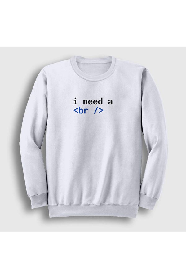 Presmono-Φούτερ Unisex White Need A Break Html Developer Software 361520 ττ 1