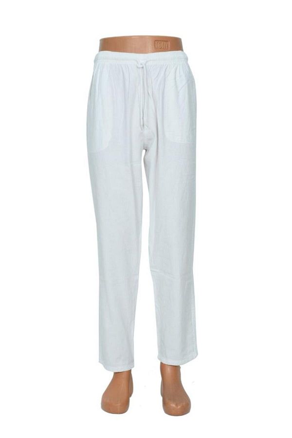 Sanalbolluk-Elastic Men's Linen Trousers White Color 1