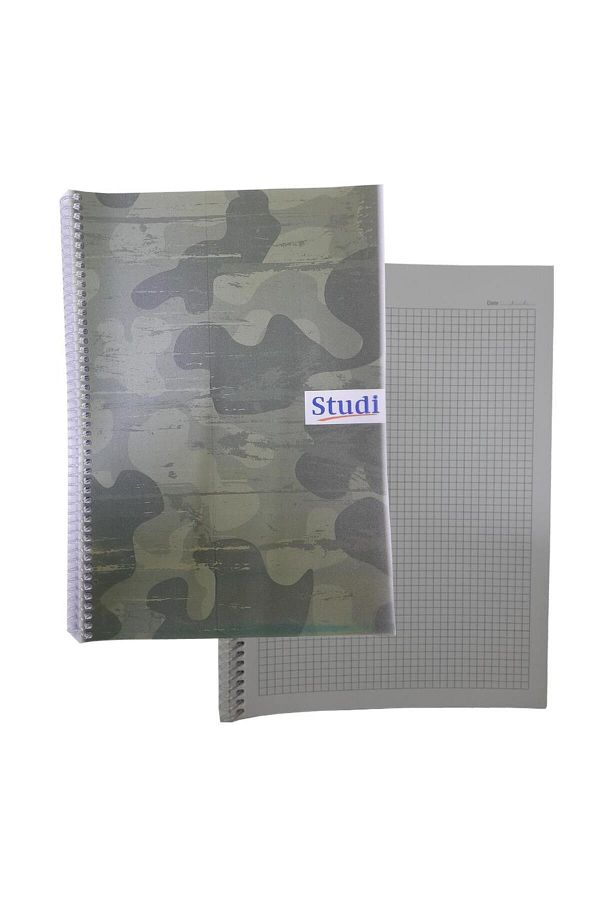 Studi-Checked 72 Sheets Spiral Notebook A4 Size Patterned Plastic Cover 1 Piece Studi 72 Yp Spralli Plastic Container 1