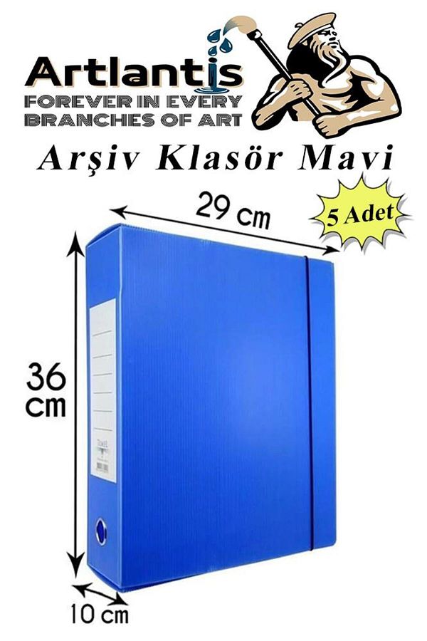 Artlantis-Blue Archive and Project Box 29x36x10cm 5 Pieces Archive Folder with Elastics Plastic Archive Folder Office School 1