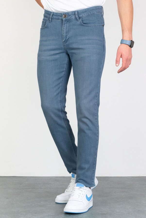 HLT JEANS Men's Blue Slim Fit Lycra Flexible Grinded Denim Trousers Hlthe001941