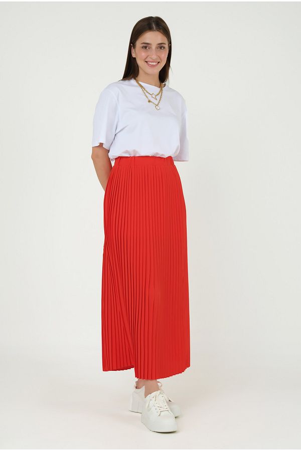 HEQA-Pleated Skirt Pomegranate Flower 1