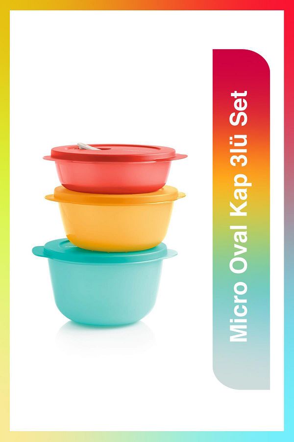 Tupperware-Micro Oval Series Refrigerator Storage and Microwave Heating Container Set of 3 Mtk 1