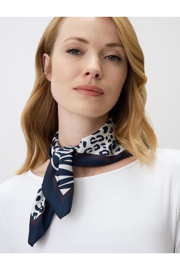 Jimmy Key-Navy Blue Patterned Scarf 1