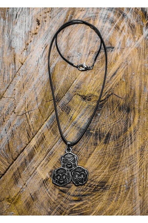 platin hediyelik-Metal Three Monkeys Rubber String Women's Men's Necklace 1