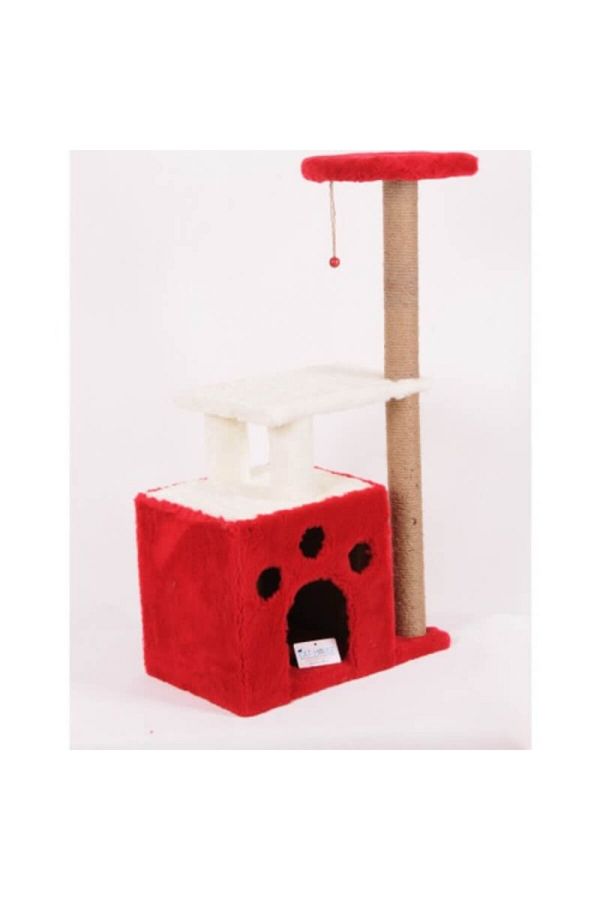 Cathause-Cat House S02 Cat Scratching with Nest Red 97 Cm 1