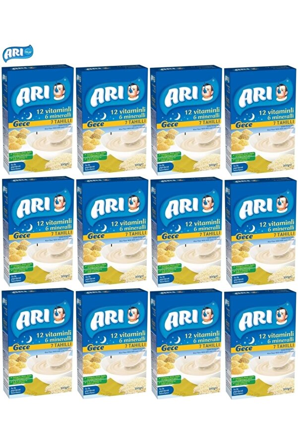 Arı Mama Pirinç Unu 200gr Gece 7 Tahıllı Sütlü (12 Li Set)