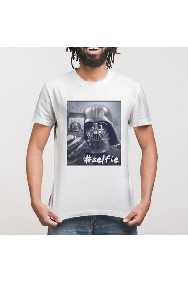 Crazy Men s White Star Wars Darth Vader Selfie T Shirt Trendyol