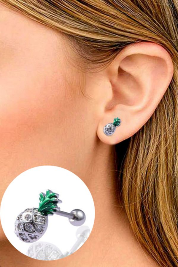 Pineapple tragus earring sales