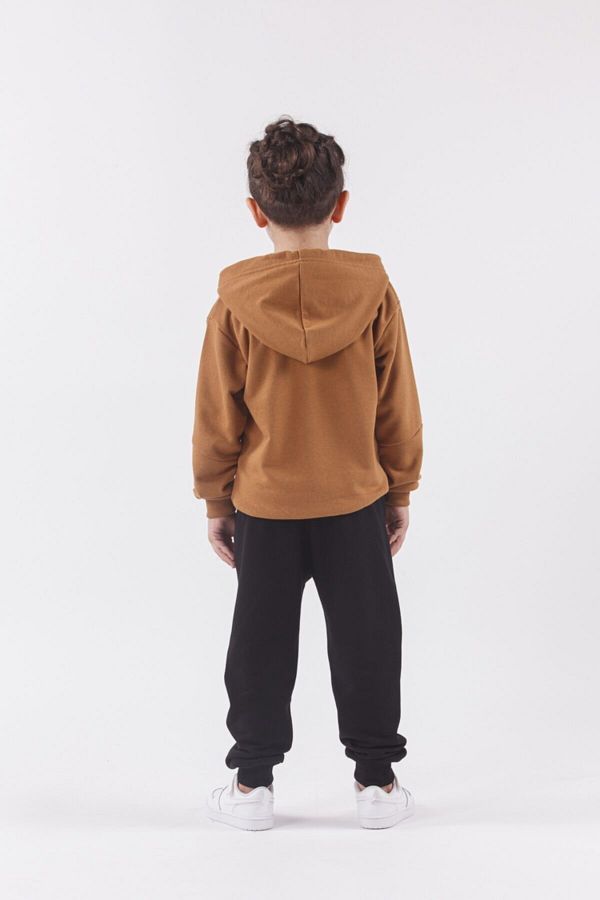 DMB BOYS GIRLS Hooded Cotton Seasonal Brown Boy s Top and Bottom Tracksuit Set Trendyol