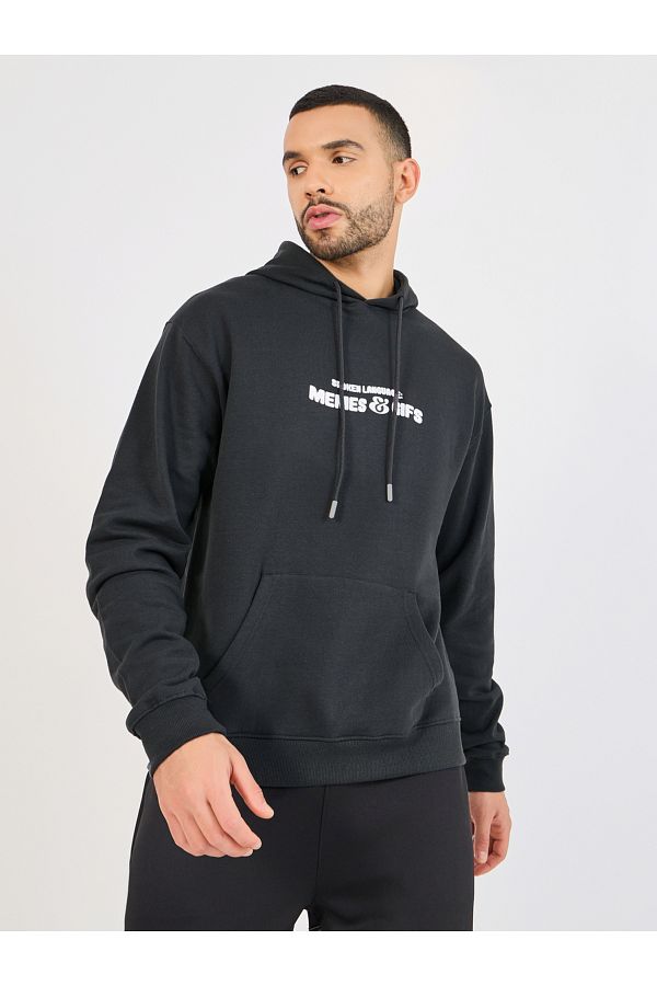 Styli-Minimal Social Media Print Relaxed Fit Hoodie 1