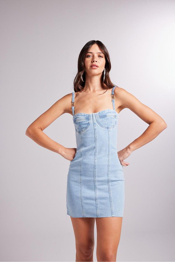 HOLLY LOLLY-Rochie Mini Danny Jean din Lycra Albastru cu Accesorii H 1