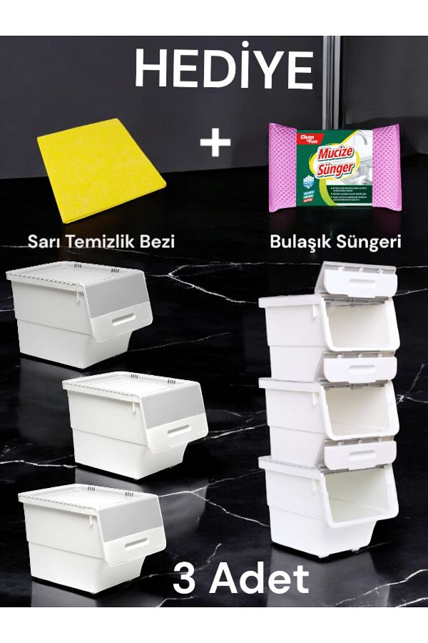 Technow-Motek Mt07 Wheelware and Storage Box 3 Layer 3X12 Lt Organizer Cleaning Set 1