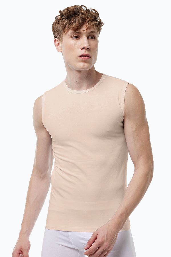 Malabadi-Invisible Undershirt Men's Skin Color Zero Neck Non-Marking Modal Sleeveless Undershirt 007 1