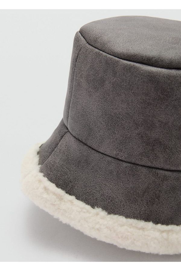 MANGO Woman-Crop Wool Bucket Hat 1