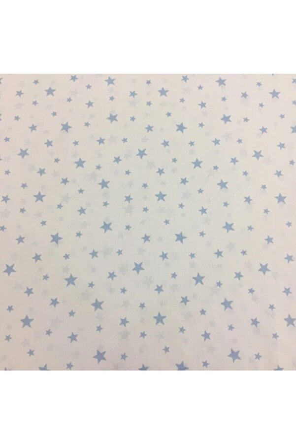 Bebek Özel Yarım Metre Pamuklu Kumaş Mavi Yıldızlı Desenli 50x240 cm