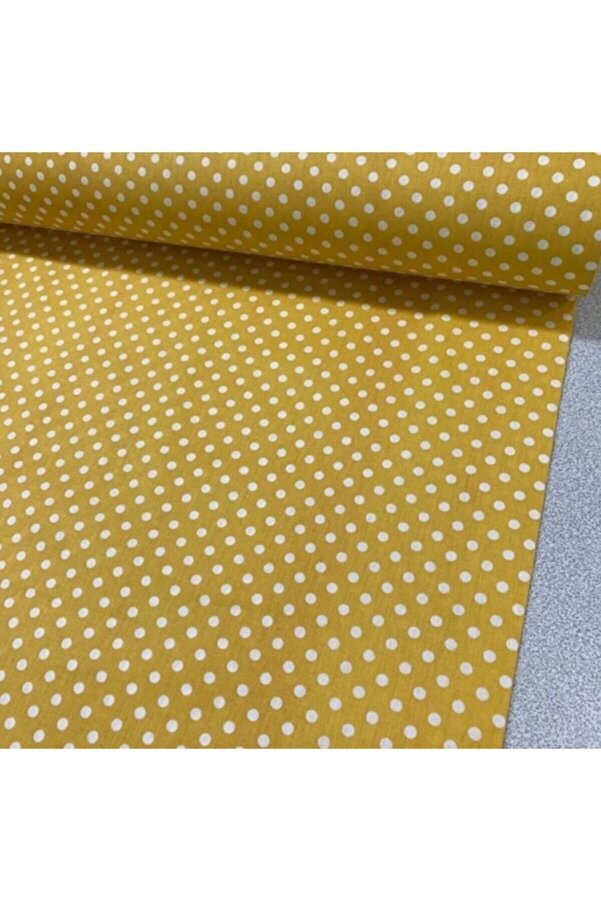Bebek Özel Yarım Metre Pamuklu Kumaş Sarı Puantiyeli Desenli 50x240 cm