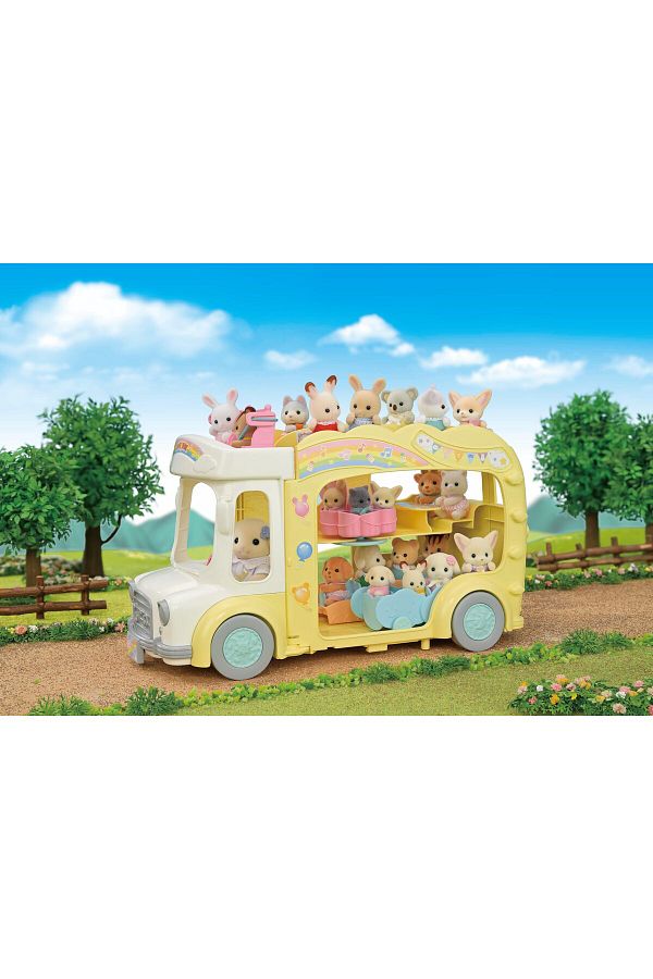 Sylvanian Families Adventure Nursery Bus Rainbow Dolls Playset Fun Toy Bus for Mini Dolls Trendyol