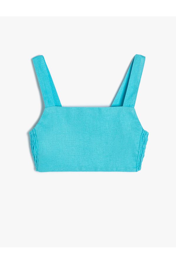 Koton-Crop Linen Blouse with Straps and Window Detail on the Back 1