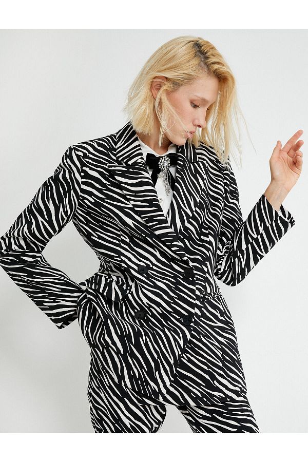 Koton-Zebra Patterned Double Breasted Blazer Jacket 1