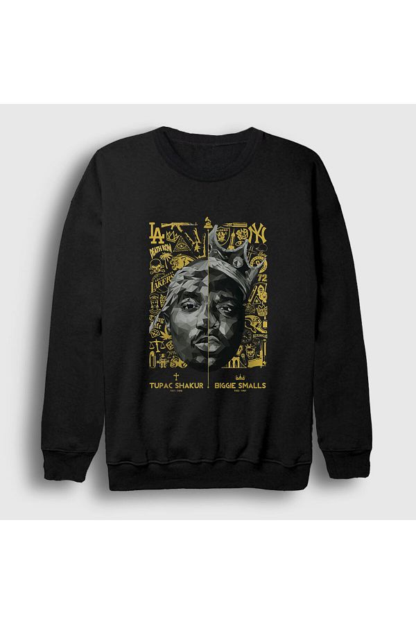Presmono Unisex Black Biggie Smalls Tupac Shakur Sweatshirt 45715tt Trendyol