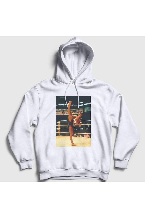 Presmono-Unisex White Kickboxer Movie Jean Claude Van Damme Hooded Sweatshirt259073tt 1