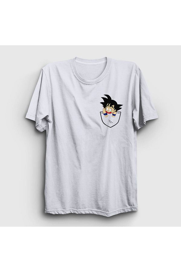 Presmono-Μπλουζάκι Unisex White Pocket Goku Anime Dragon Ball236590tt 1