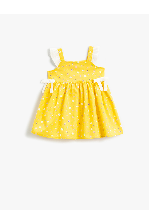 Koton Elbise Çiçekli Askılı Fırfırlı Pamuklu