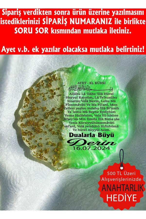 ErenAksesuar Yeşil Epoksi Magnet 10 Adet Sünnet Doğum Günü Mevlüt Söz Nişan Nikah Kına Düğün Kuran Hediyelik