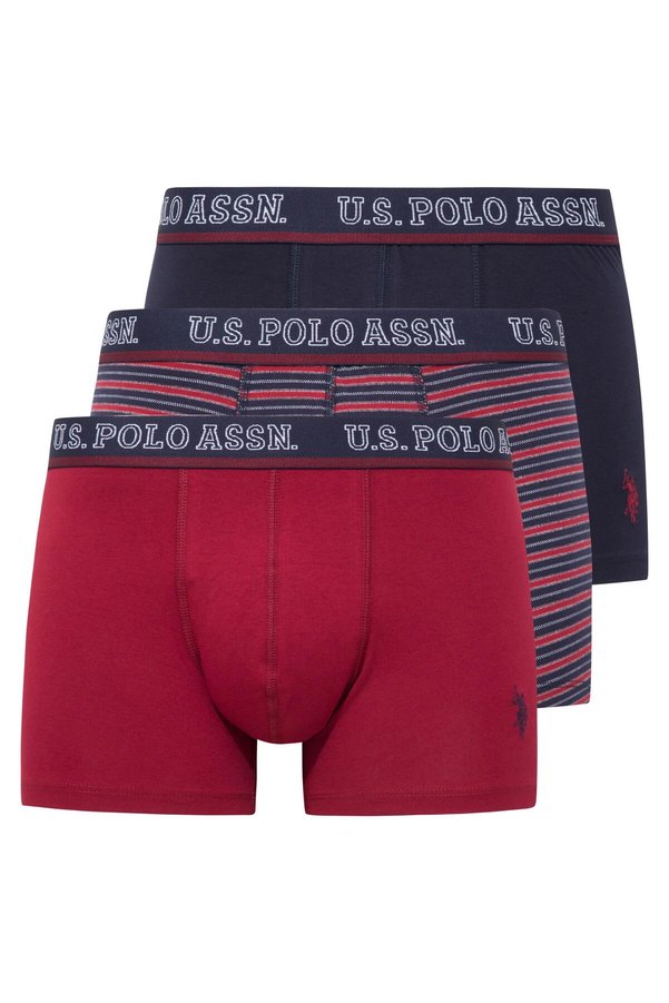 U.S. Polo Assn. Men's Claret Red & Navy Blue 3 Pack Cotton Boxers AR.8.0.U5R.1.İ6