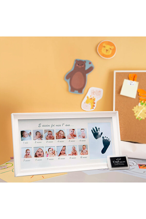 Nobbystar Yeni Doğan El ve Ayak İzi 20x38cm Beyaz Fotoğraf Çerçevesi Mürekkepli Baskı Kiti