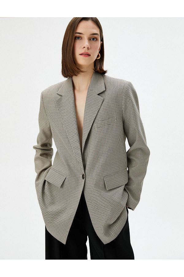 Koton-Blazer Jacket with Flap Pockets Buttons Viscose Blend 1