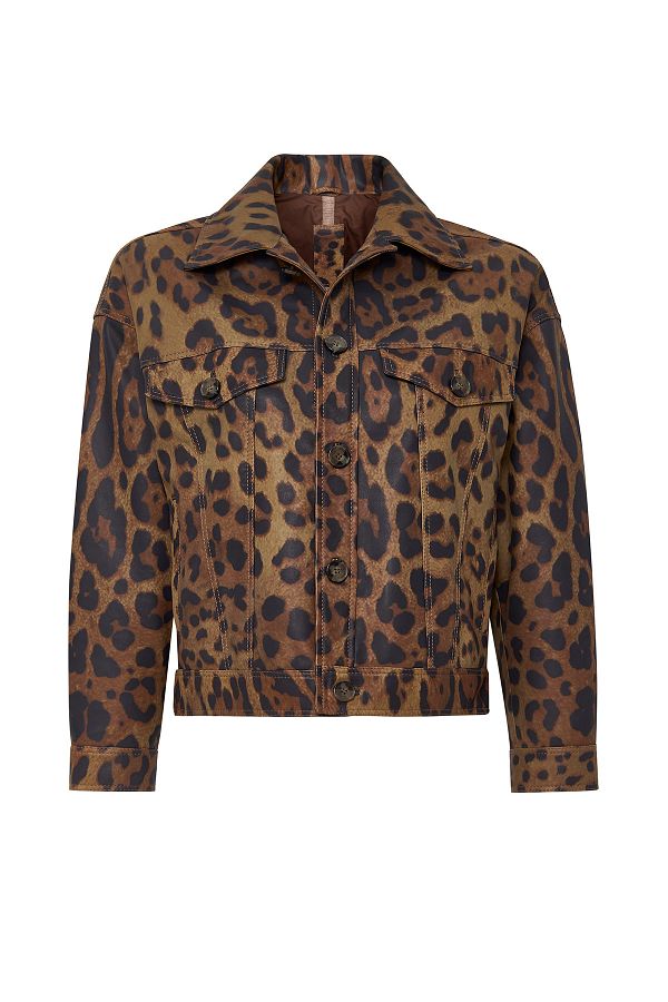 Leopard print leather jacket outlet
