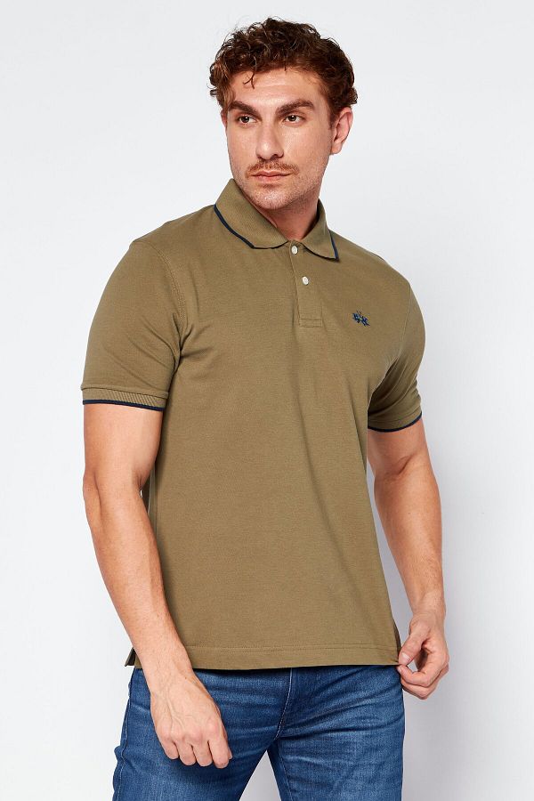 La Martina-Men Regular Fit Short Sleeve Embroidered Logo Polo Shirt, Burnt Olive 1
