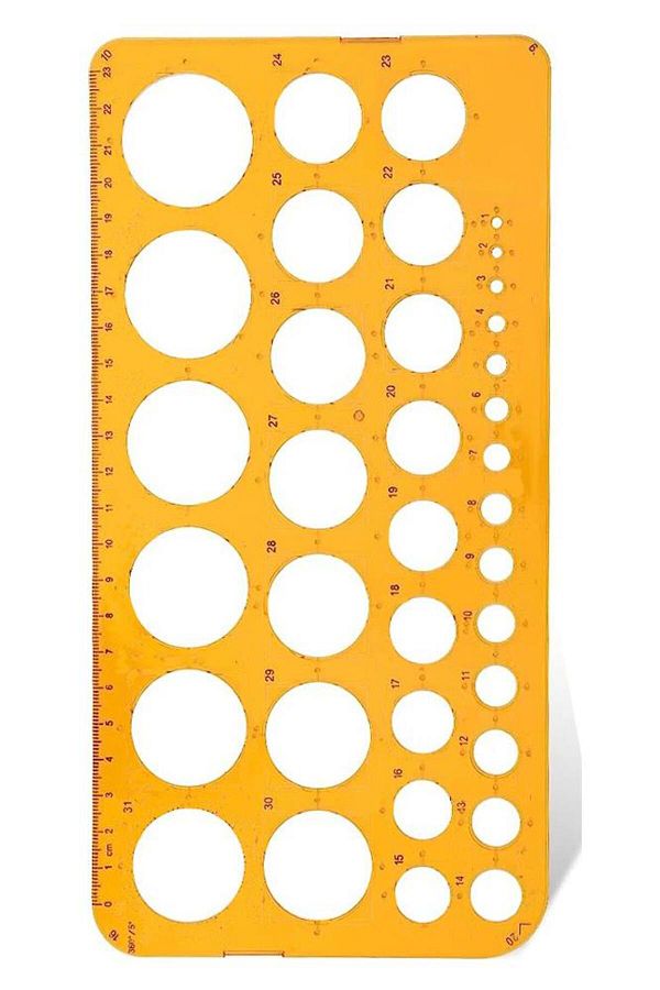 Artlantis-Circle Template Large Ruler 1-36 Mm 1 Piece Arlantis 24 cm Ruler Technical Drawing Circle Ruler 1