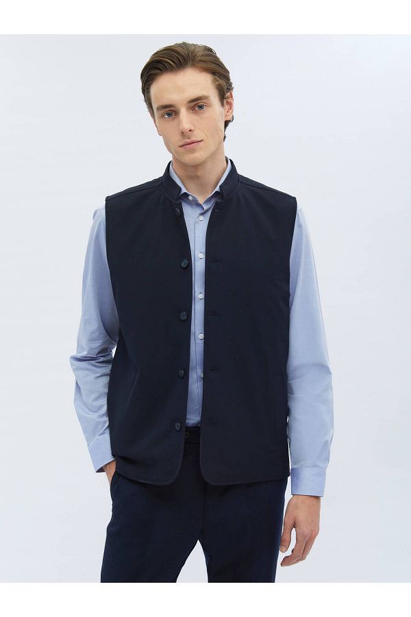 Kip Navy Blue Woven Sports Vest Trendyol