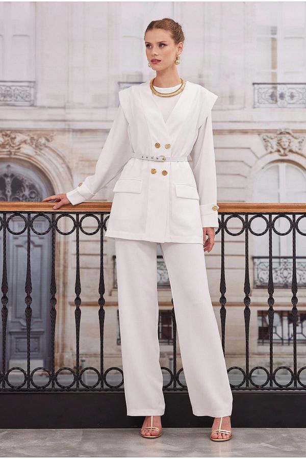 Off white double breasted blazer clearance