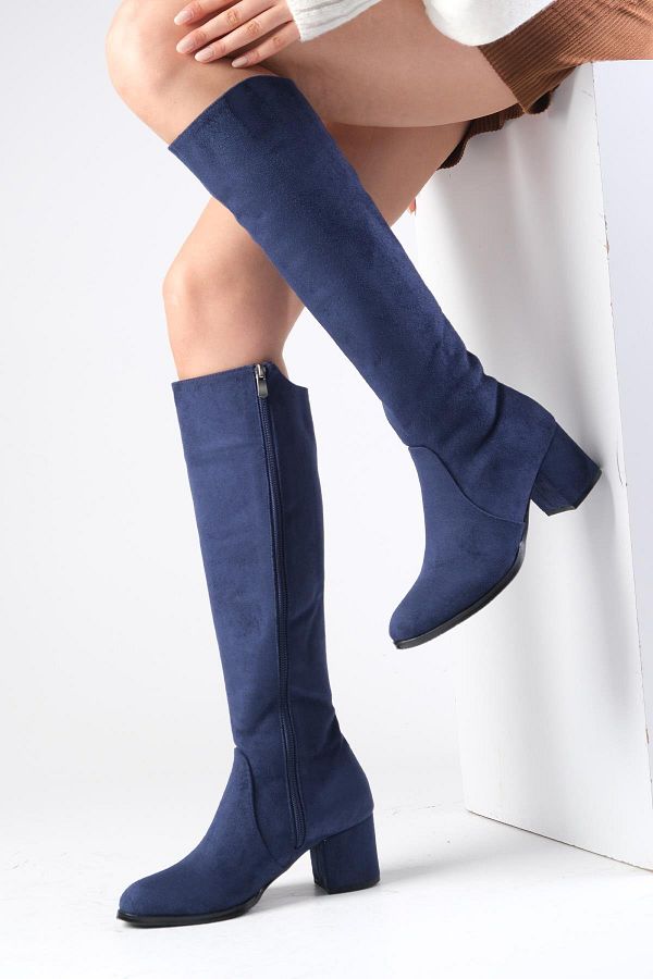 Navy blue fur lined boots on sale
