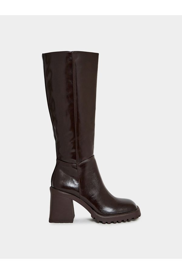 Raid By Styli Square Toe Block Heel Knee High Boots Trendyol