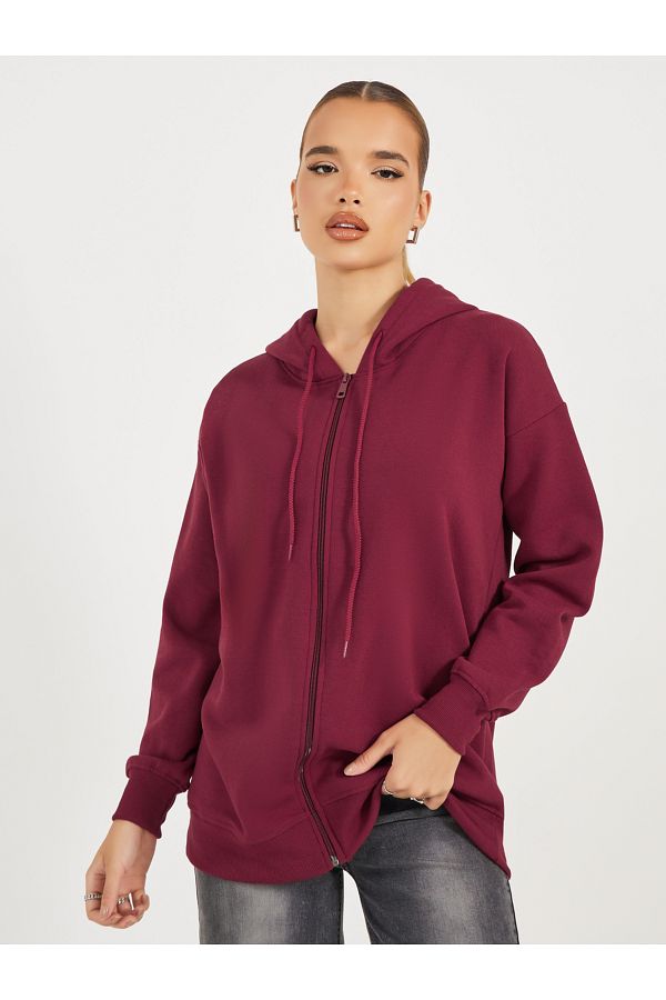 Longline zipper hoodie sales