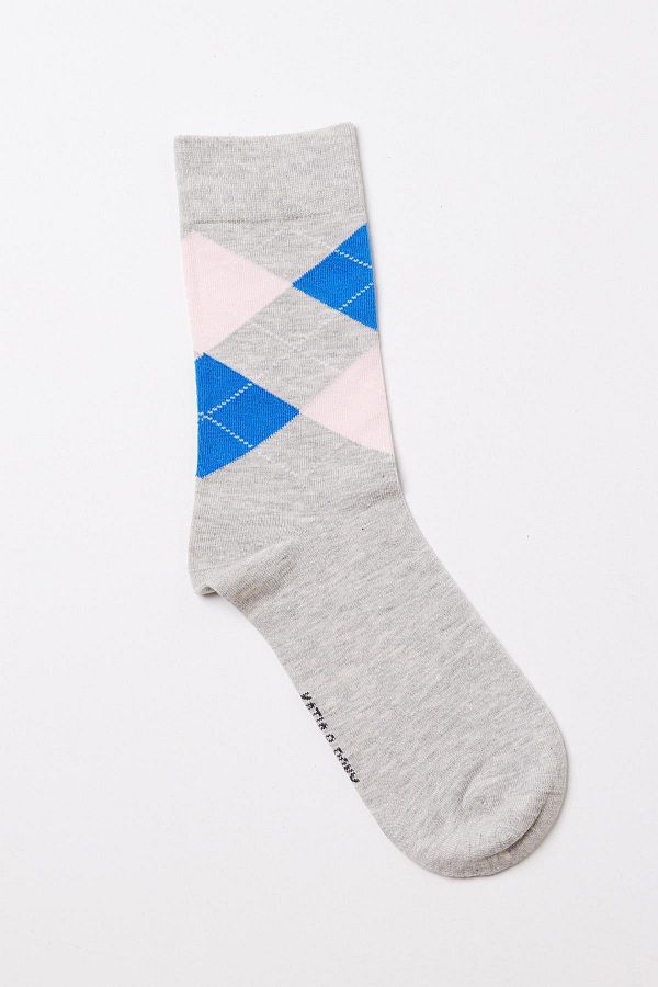 Katia&Bony-Gray Melange Men's Plaid Socks 1